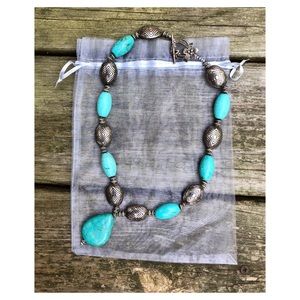 Chico’s - Turquoise and Silver Beaded Necklace